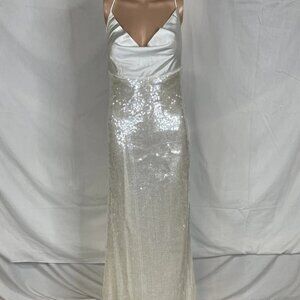 Mare Mare Women’s Cowl Neck Sequin Maxi Dress – Ivory – Size M